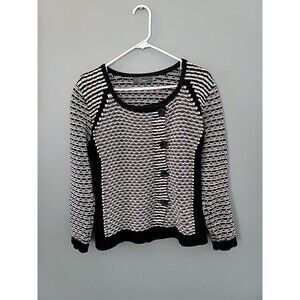 Willow Black & White Knit Button Up Cardigan Sweater Womens Size Medium